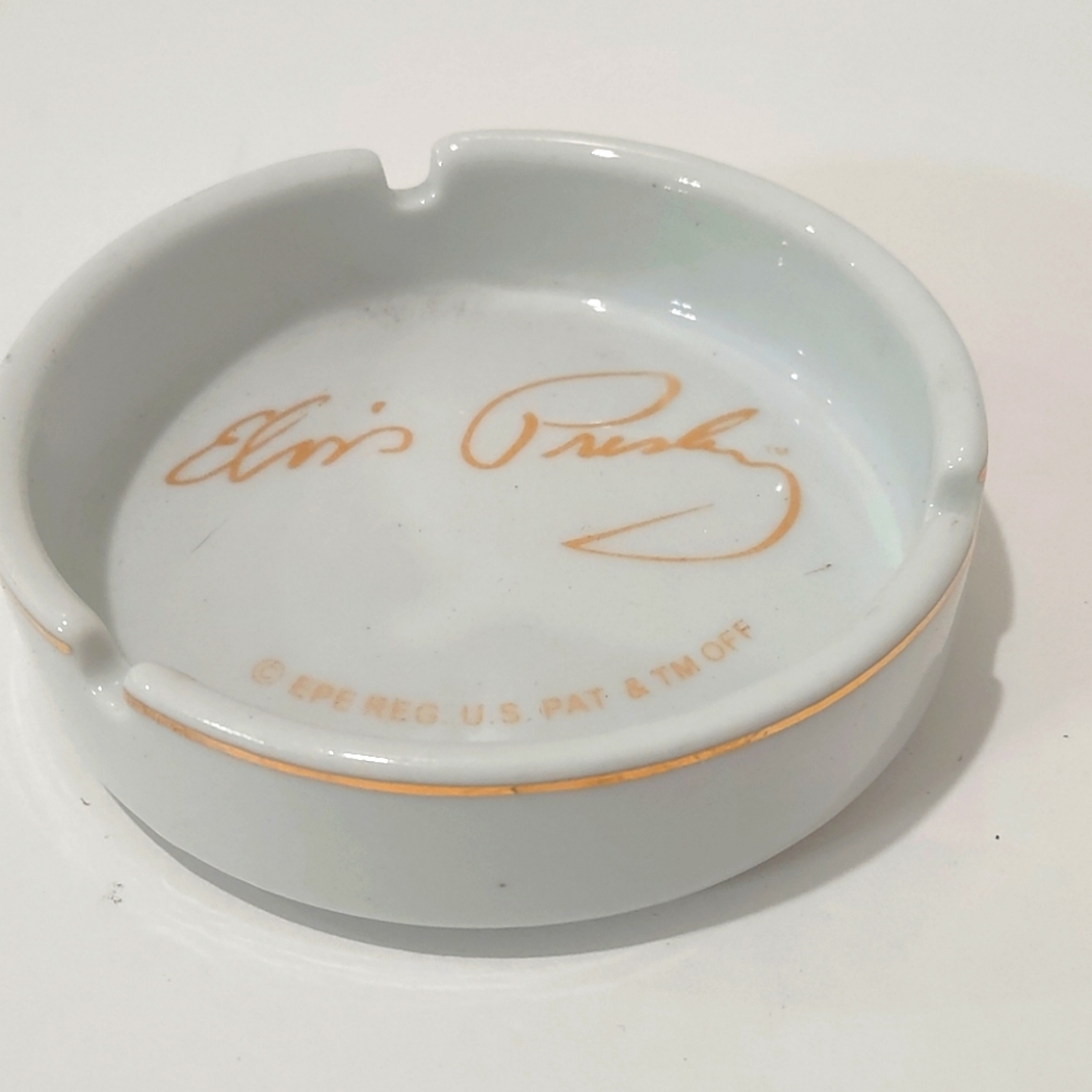 Vintage Elvis Presley Gold Trimmed Ashtray